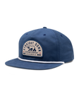 Bear Country Rope Hat in New Indigo, side view featuring a cream and navy arched Straight Down Clothing Company bear patch on the front panel with a white rope detail along the brim