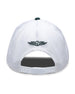 Freedom Hat in Green, back view featuring a white mesh trucker cap back with Straight Down logo embroidered at the center and a snapback adjustable closure