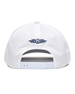 Pin High Rope Hat in White, back view featuring the Straight Down logo embroidered in navy and a snapback closure