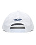 Gator Rope Hat in White, back view featuring the navy Straight Down winged logo embroidered at the back crown and white snapback closure