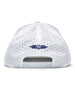 Back view of the Azalea Hat in White with perforated panels and adjustable snapback closure