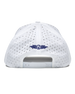 Back view of the Azalea Hat in White with perforated panels and adjustable snapback closure
