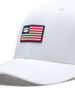 Allegiance Hat in White with American flag patch, patch detail view