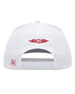 Back view of the white Holiday Rounds Hat featuring a red embroidered Straight Down winged logo and adjustable snapback closure.