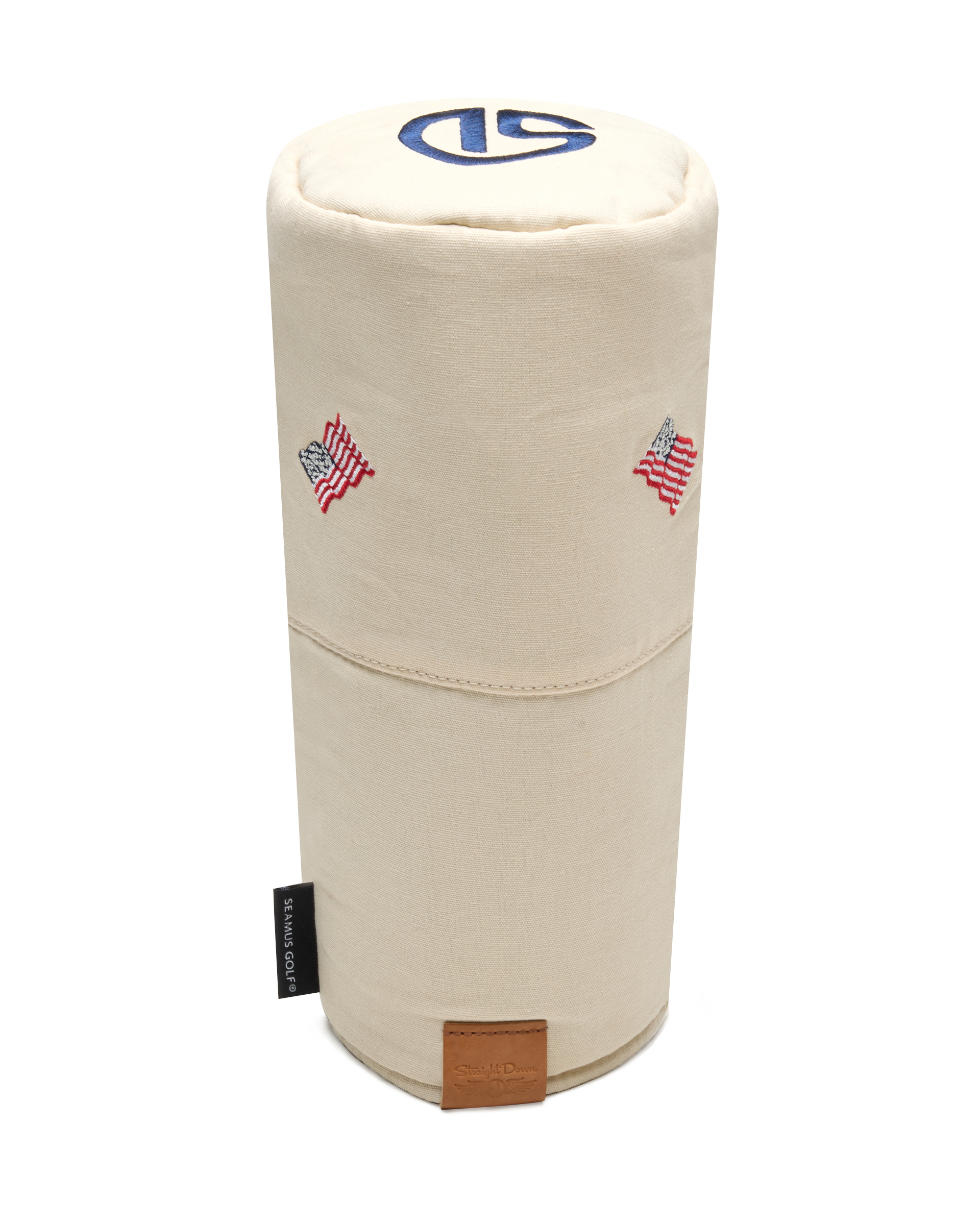 Stars & Stripes Headcover in Cream with embroidered American flag details, front view