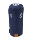 Hula Driver Headcover in Navy, upright view featuring a navy canvas driver headcover with embroidered hula dancer and lei details, Straight Down logo on top, leather Straight Down patch at base