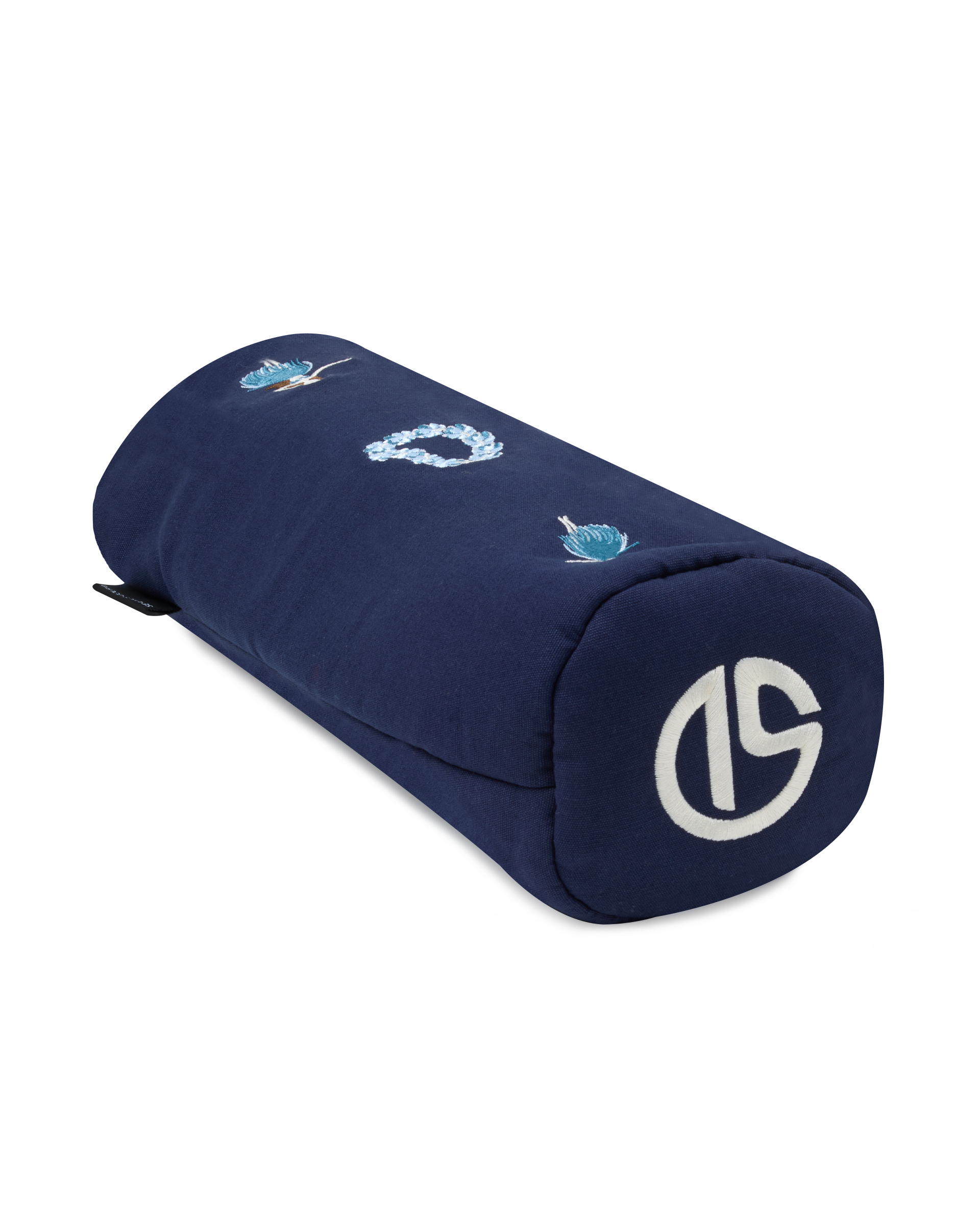 Hula Driver Headcover in Navy, angled view featuring a navy canvas driver headcover with embroidered hula dancer and lei details and Straight Down logo on the end cap