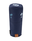 Front view of the Palm Beach Driver Headcover in navy blue featuring embroidered blue palm tree motifs and leather logo patch