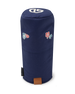 Straight Down Hibiscus Driver Headcover in Navy, front view featuring a navy driver headcover with embroidered red and blue hibiscus flower graphics, Straight Down logo on top, and leather patch at the base