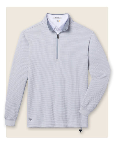 Optic Quarter Zip in Silver with waffle knit performance fabric