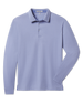 Cambridge Long Sleeve Polo in Chambray Blue with a classic collar, front flat lay view