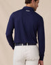 Back view of the Cambridge Long Sleeve Polo in New Indigo