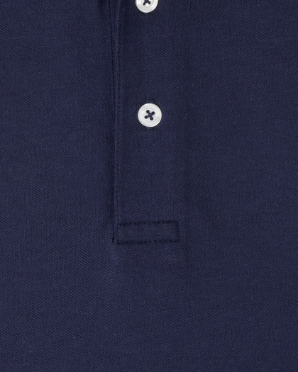 Cambridge Long Sleeve Polo in New Indigo featuring a smooth performance knit fabric with a soft hand feel and subtle texture