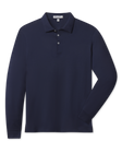 Cambridge Long Sleeve Polo in New Indigo with a classic collar, front flat lay