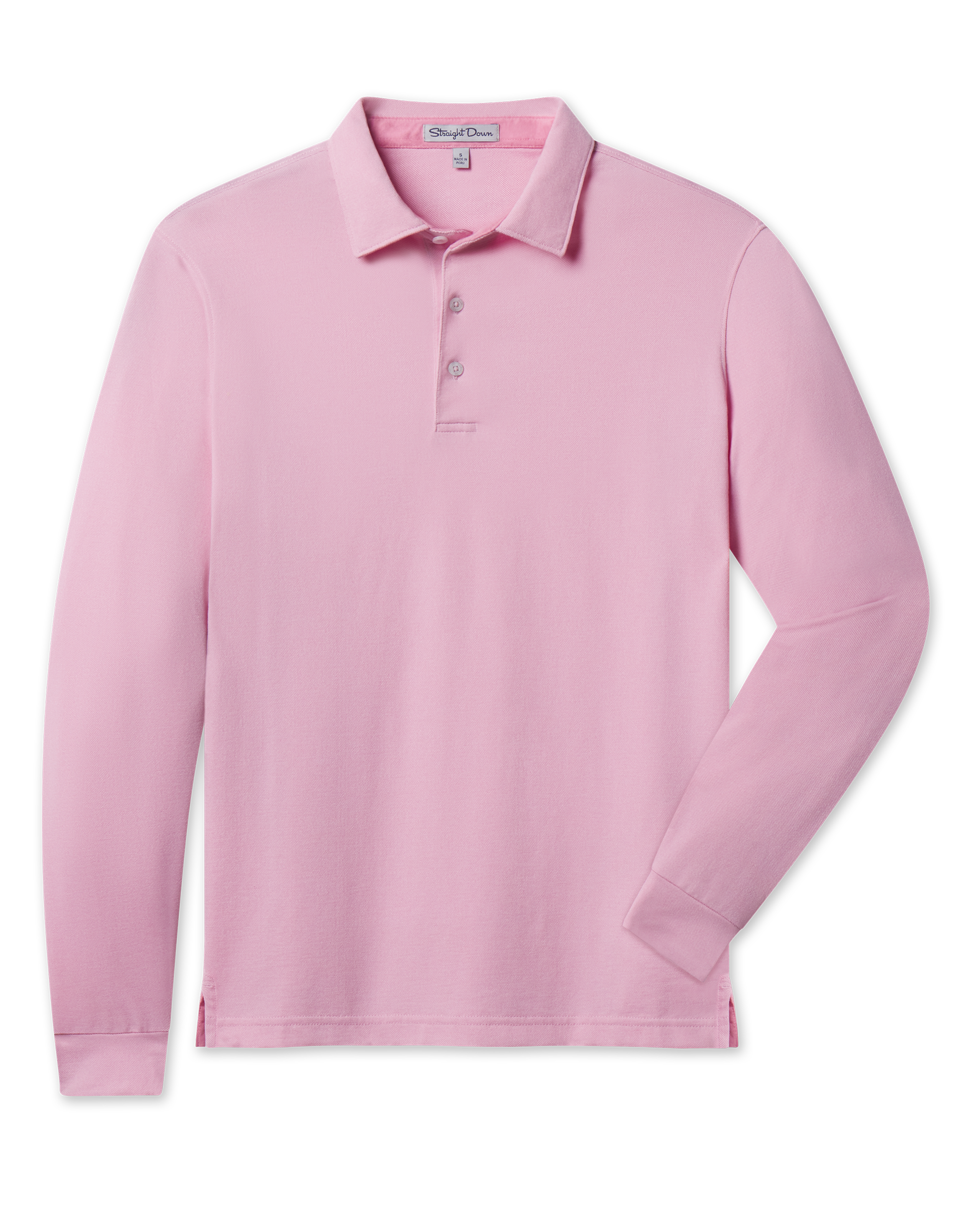 Cambridge Long Sleeve Polo in Punch Pink with a classic collar