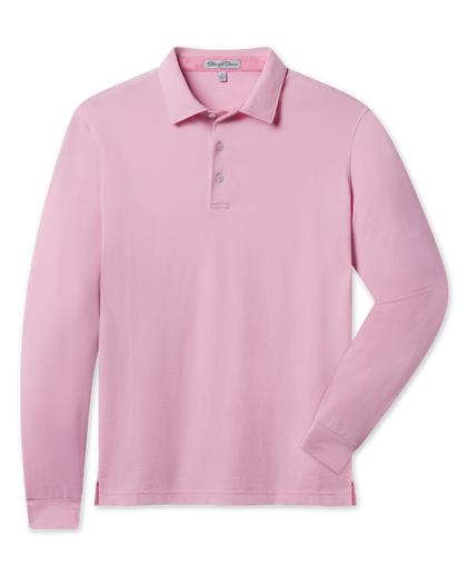 Cambridge Long Sleeve Polo in Punch Pink with a classic collar