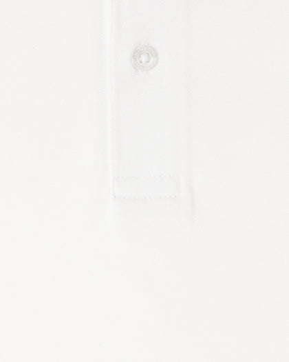 Cambridge Long Sleeve Polo in White featuring a soft oxford pique knit fabric