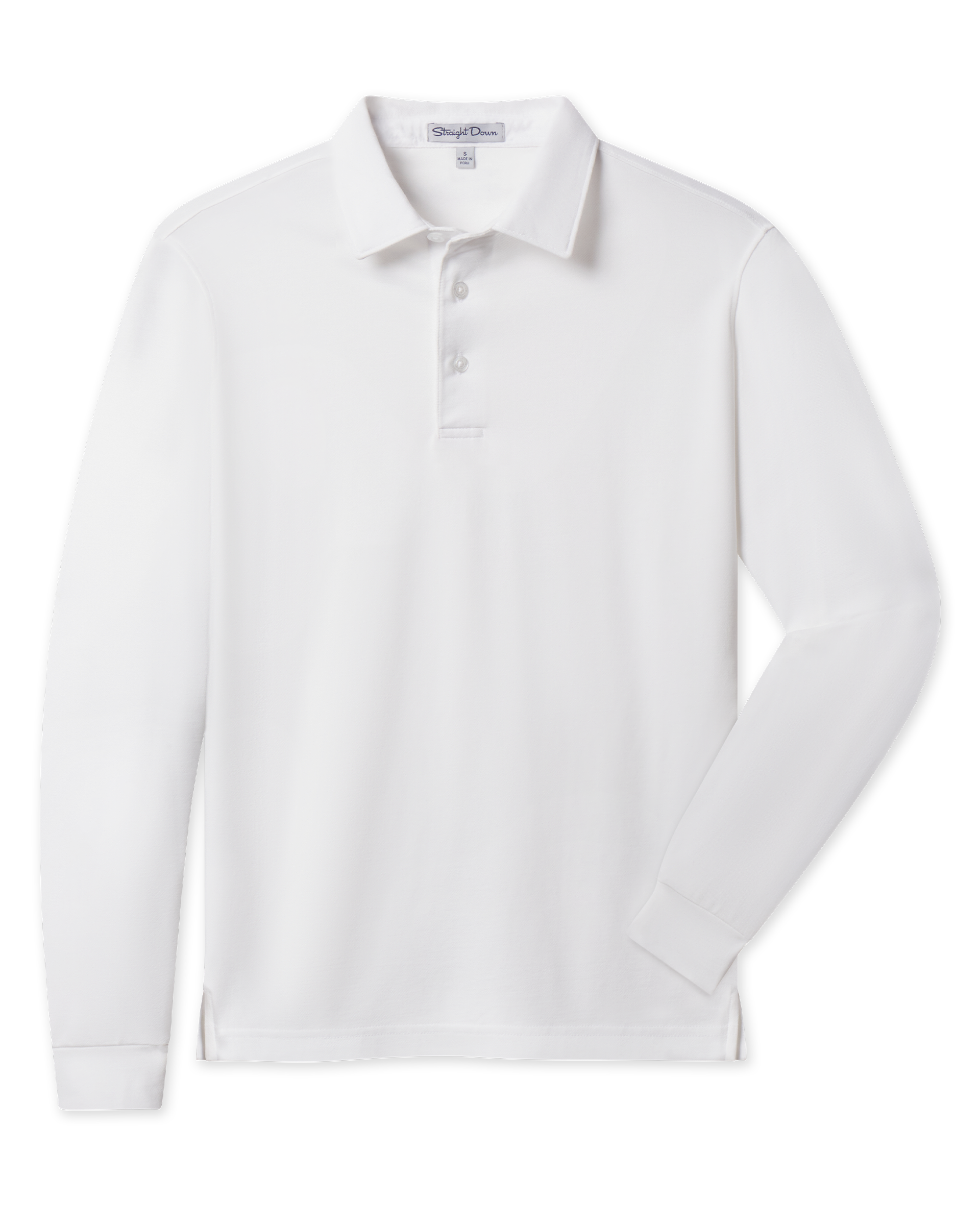 Cambridge Long Sleeve Polo in White with a classic collar