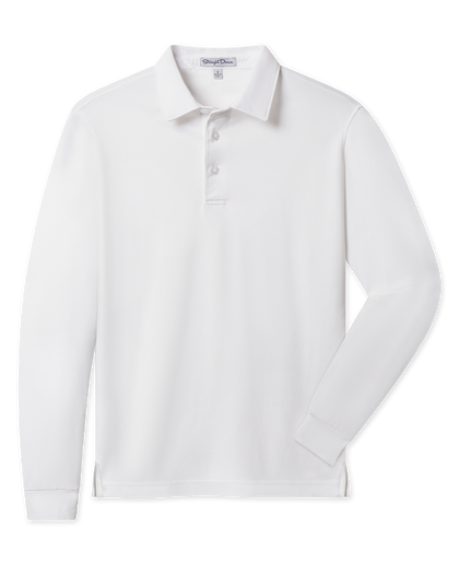 Cambridge Long Sleeve Polo in White with a classic collar