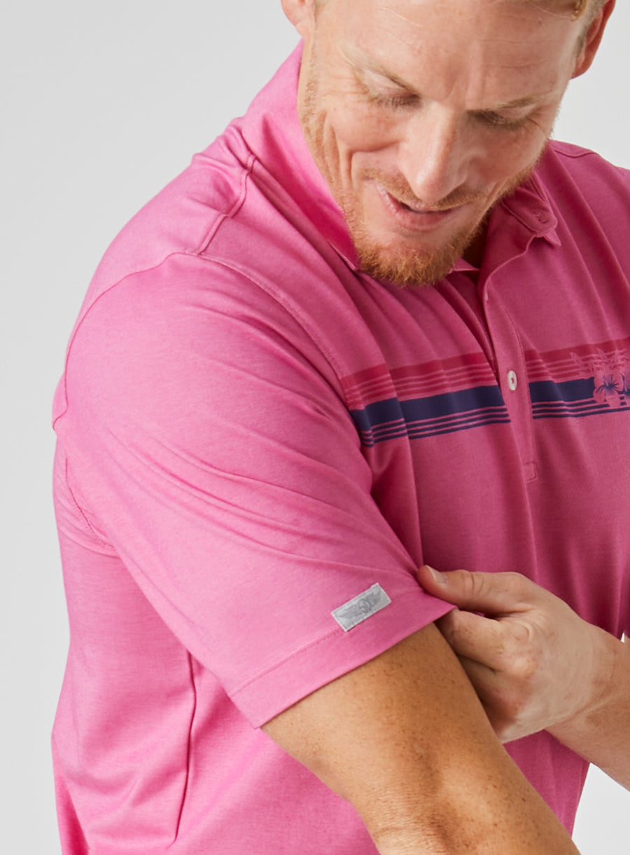 Island Stripe Polo - Berry
