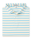 Men's Zuma Stripe Polo with White Base and Delphinium Blue & Soft Yellow Multi-Stripe Detailing, folded front view