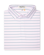 Key West Stripe Polo in lilac, folded view highlighting collar and stripe design