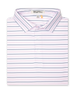 Key West Stripe Polo in lilac, folded view highlighting collar and stripe design