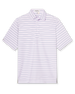 Key West Stripe Polo in lilac, full front product view showing classic fit and stripe pattern