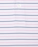 Key West Stripe Polo in lilac, close-up of four-color micro-stripe fabric and button detail