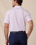 Back view of the Quintero Stripe Polo in Lilac featuring an allover stripe pattern and embroidered Straight Down logo below the collar
