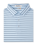 Quintero Stripe Polo in Nantucket Blue, folded front product view