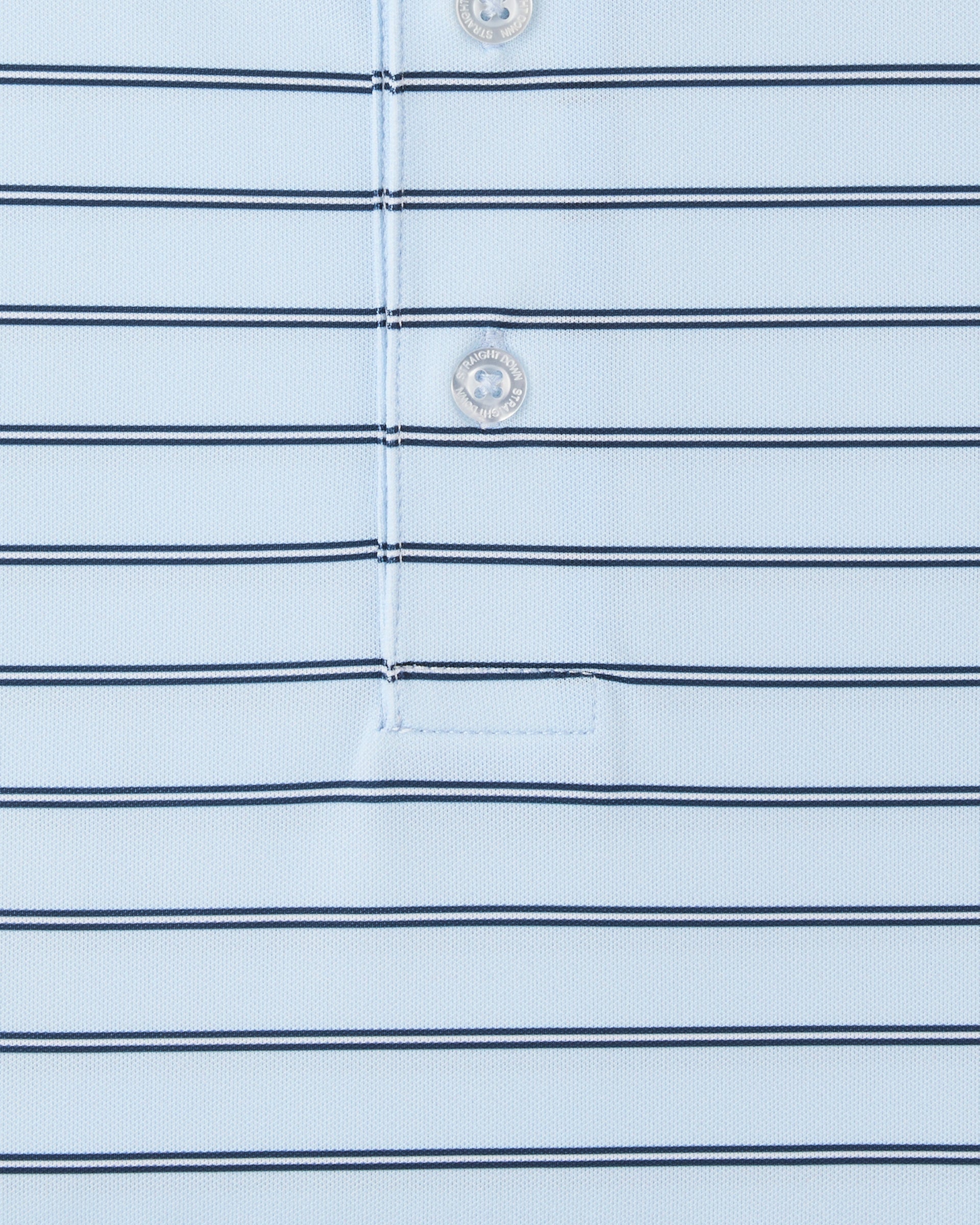 Quintero Stripe Polo in Nantucket Blue, stripe fabric detail close-up view