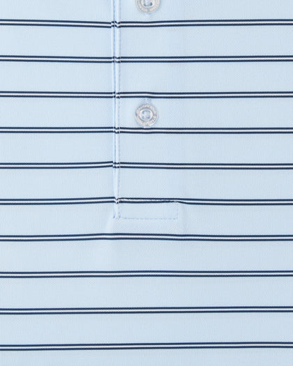 Quintero Stripe Polo in Nantucket Blue, stripe fabric detail close-up view