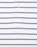 Quintero Stripe Polo in Haze, close-up front view highlighting the fine purple and pink horizontal stripe pattern detail on a white fabric ground