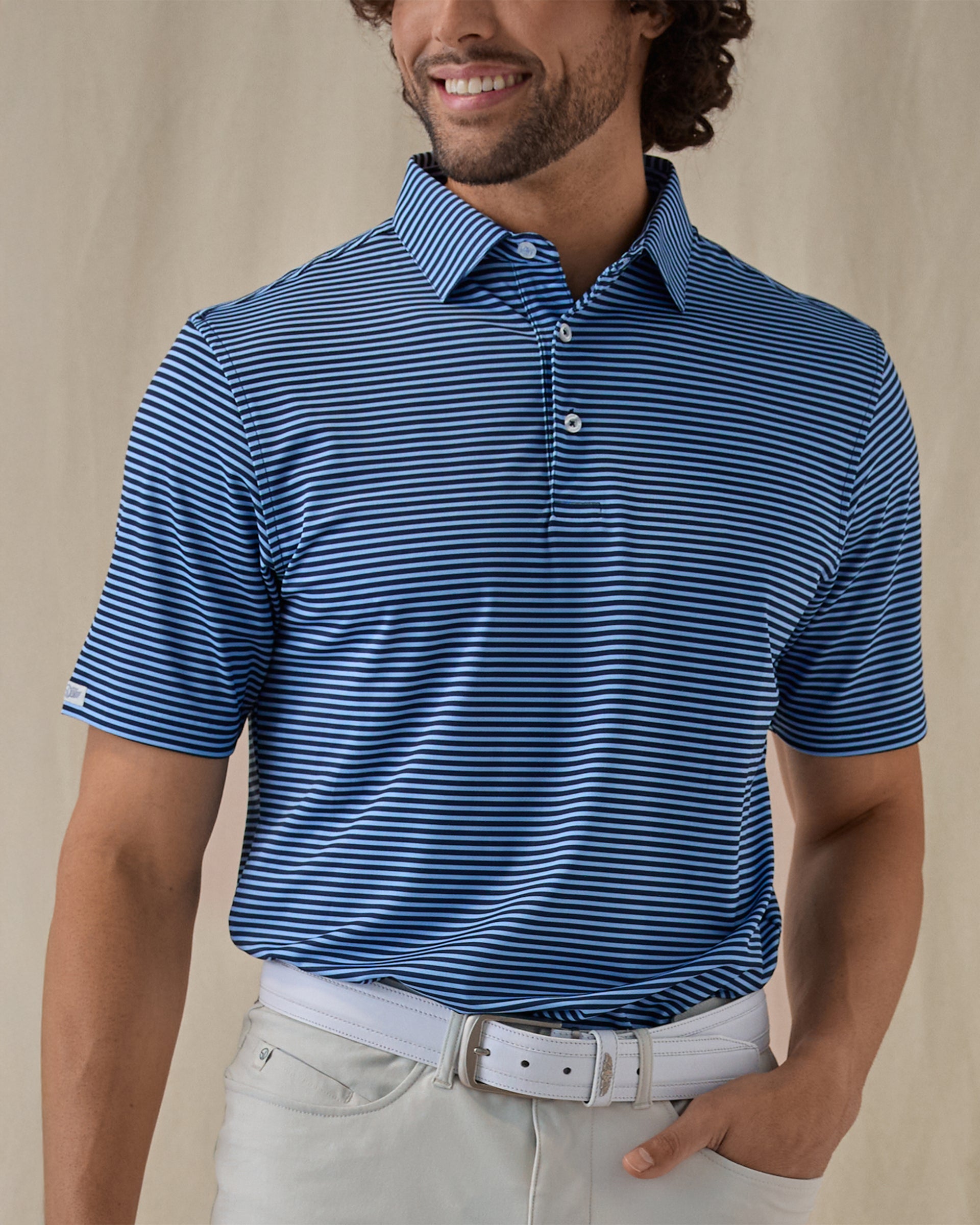 Del Mar Stripe Polo - Carolina New Indigo
