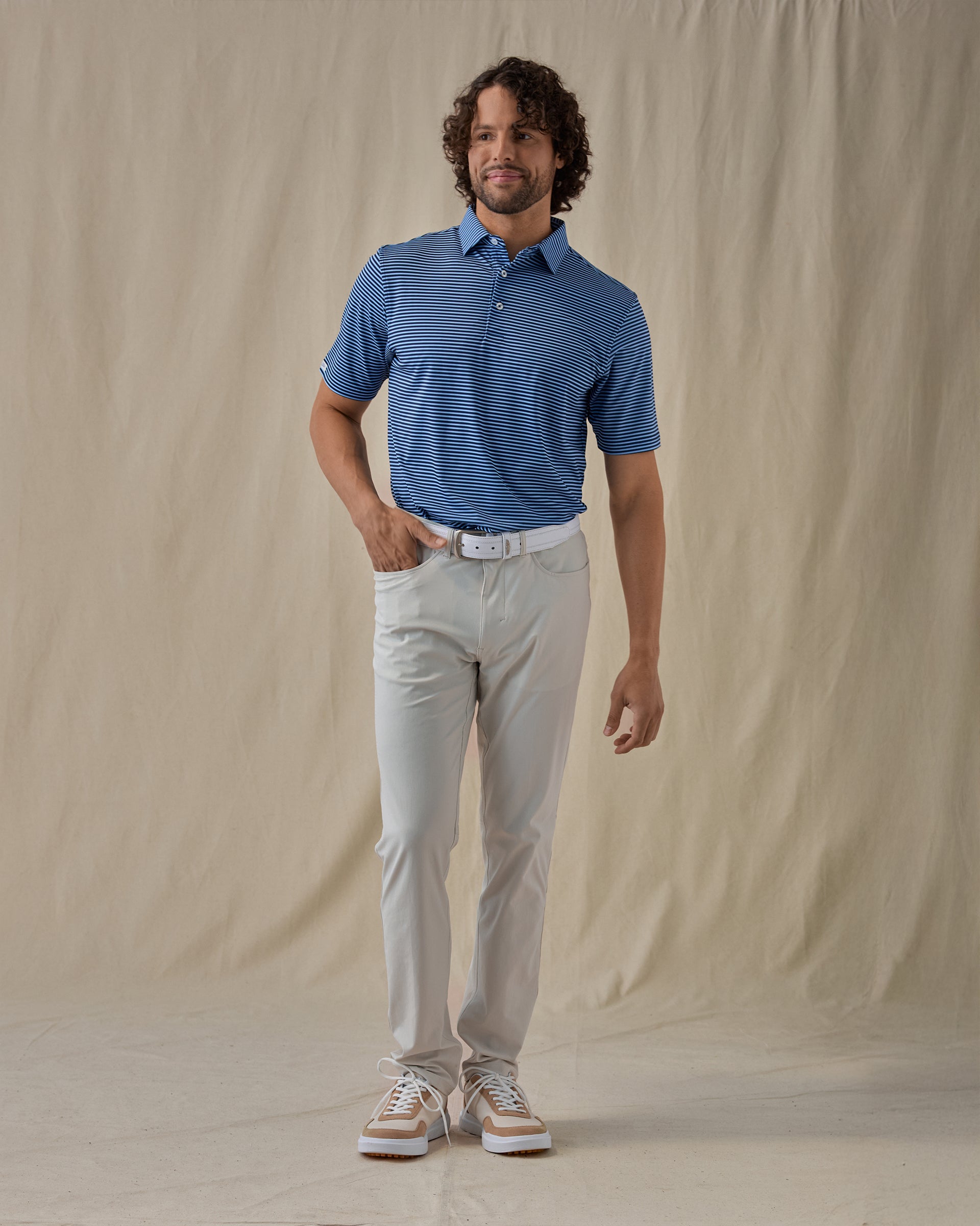Del Mar Stripe Polo - Carolina New Indigo
