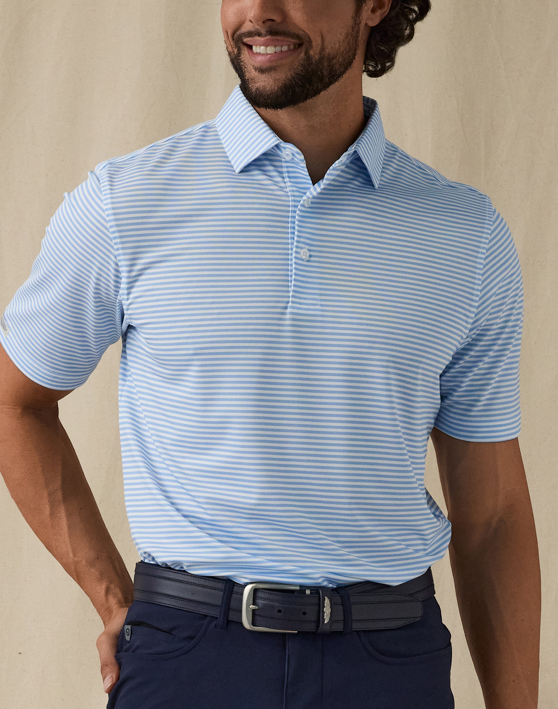 Del Mar Stripe Polo - Carolina
