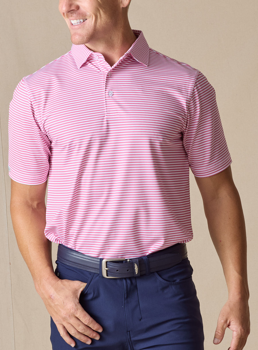 Del Mar Stripe Polo - Dragonfruit
