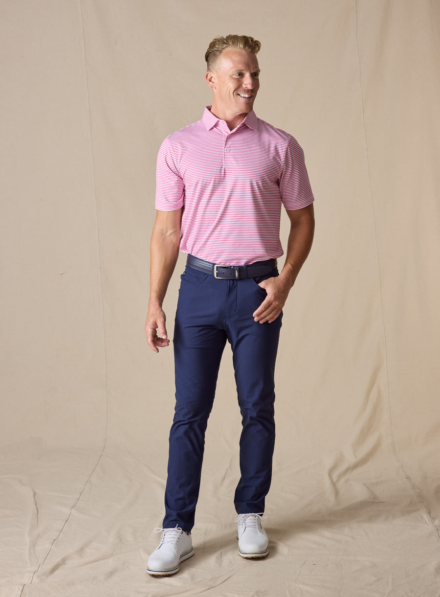 Del Mar Stripe Polo - Dragonfruit

