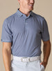 Del Mar Stripe Polo in New Indigo, model wearing front view