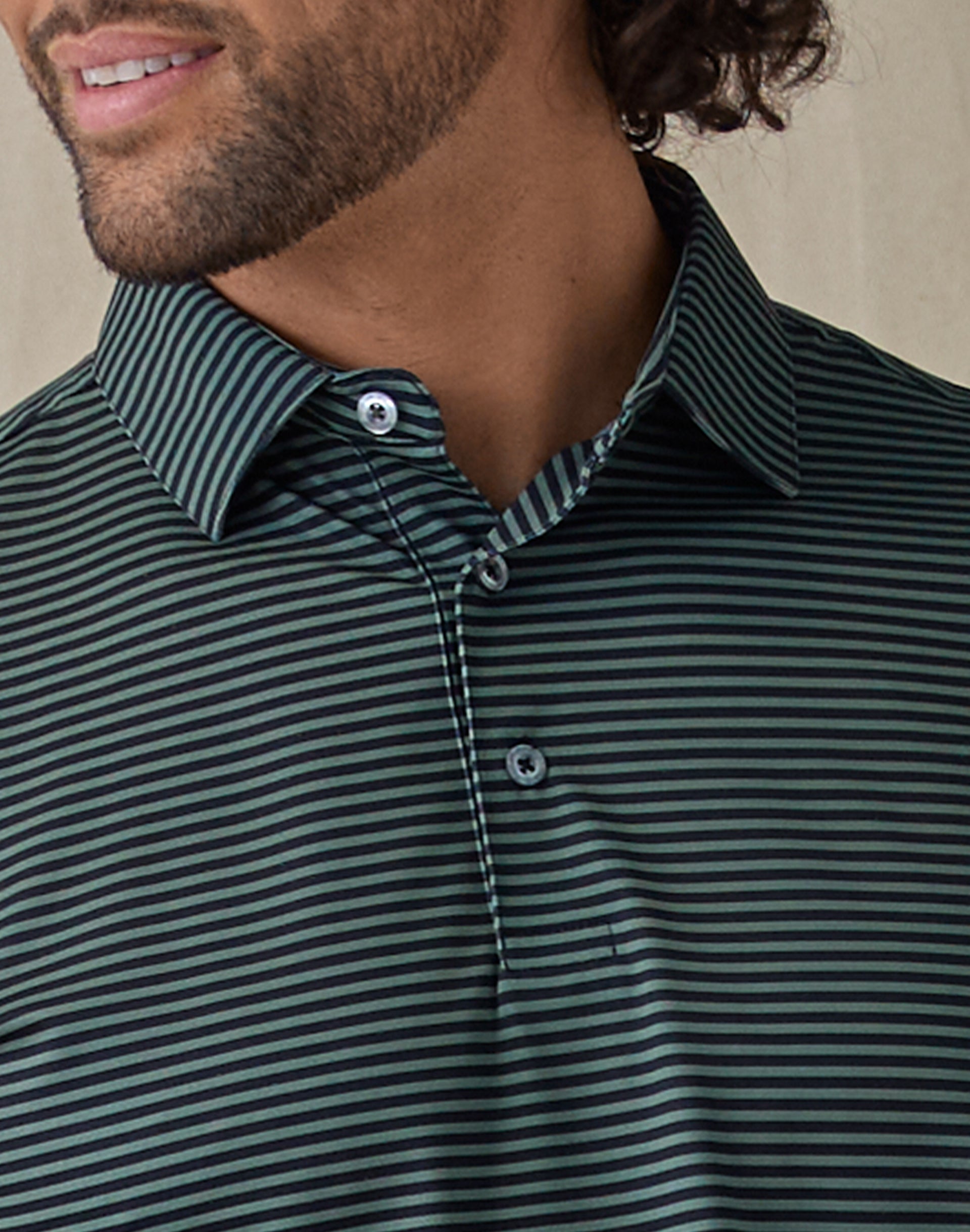 Del Mar Stripe Polo - Pine
