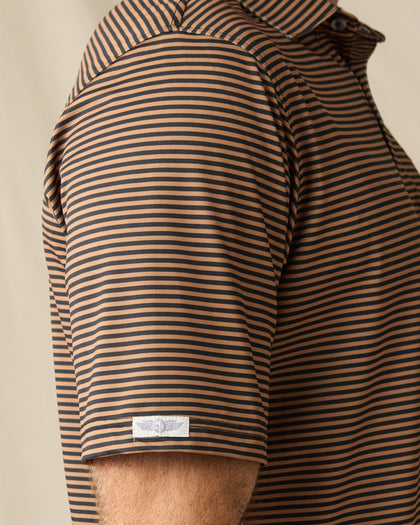 Del Mar Stripe Polo - Tobacco
