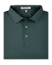 Men’s dark green and black striped golf polo folded with collar and buttons