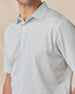 Del Mar Stripe Polo in Herb Green, close-up detail of collar and striped fabric