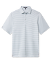 Men’s light green and white striped short sleeve performance golf polo
