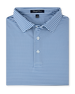 Men’s Del Mar Stripe Polo in Lake Blue, folded front view