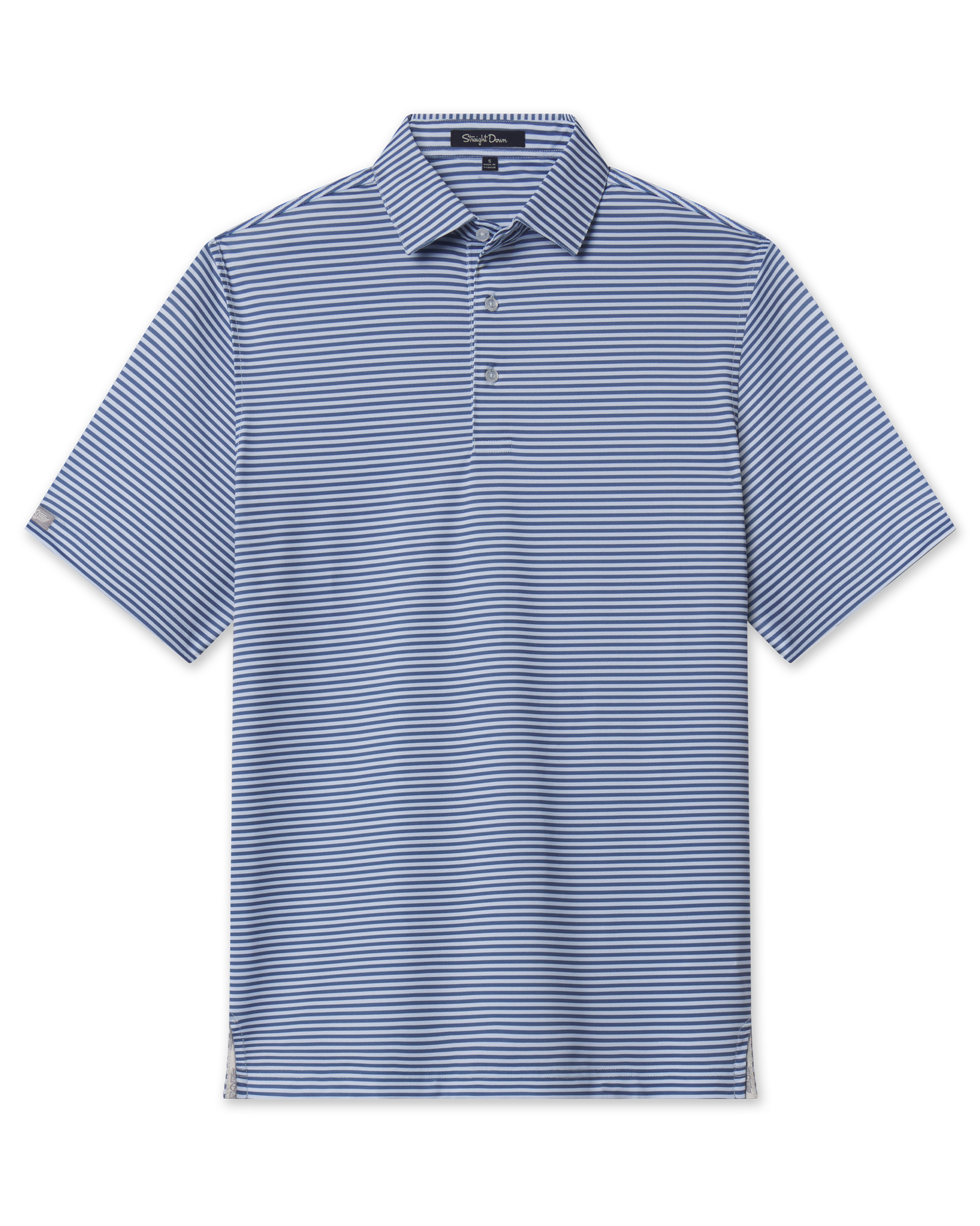 Del Mar Stripe Polo in Lake Blue, front product view