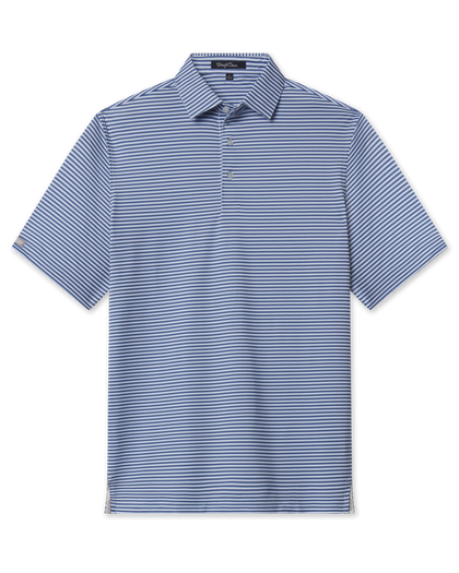 Del Mar Stripe Polo in Lake Blue, front product view