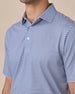 Del Mar Stripe Polo in Lake Blue, collar detail close-up