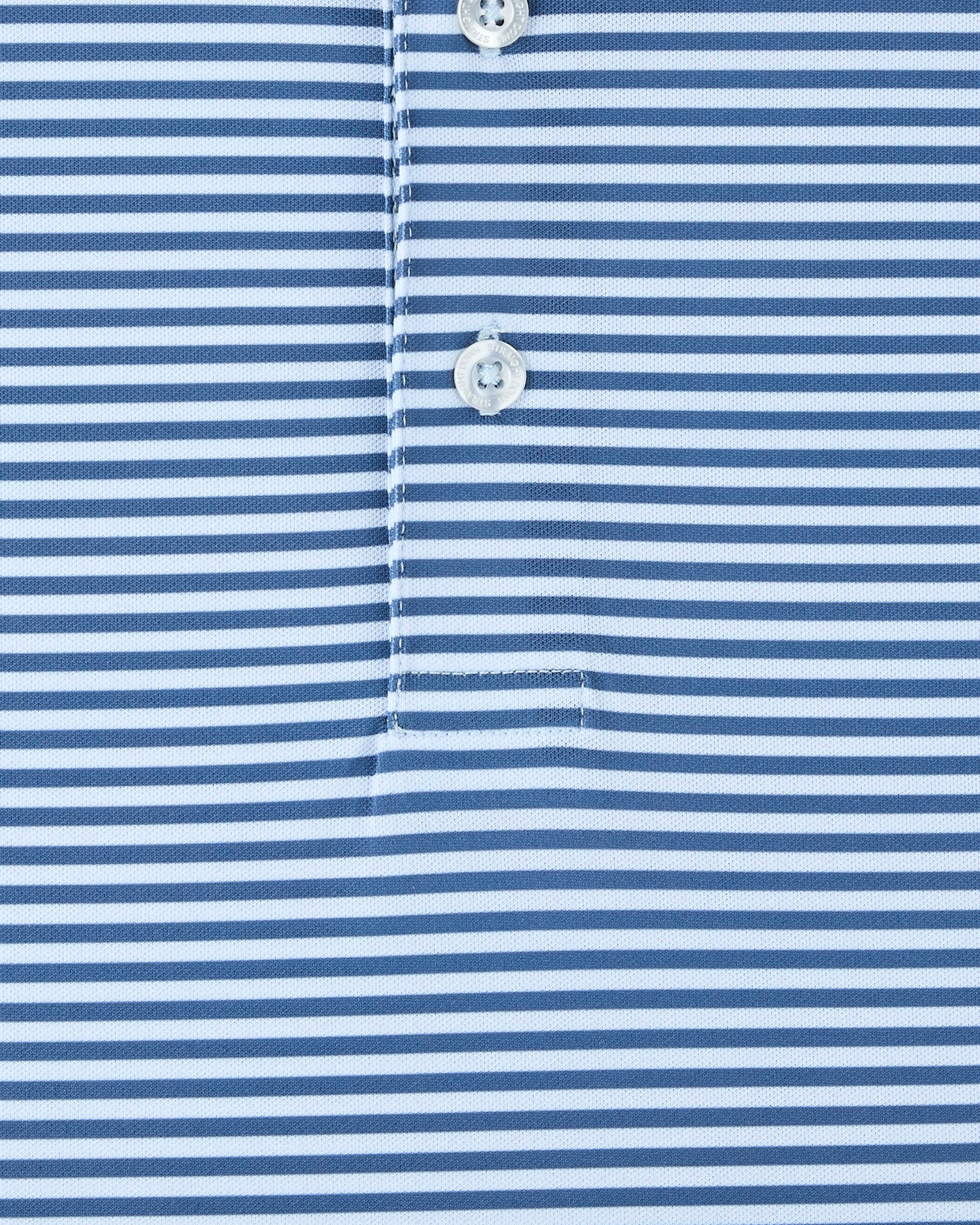 Del Mar Stripe Polo in Lake Blue, fabric and stripe detail close-up